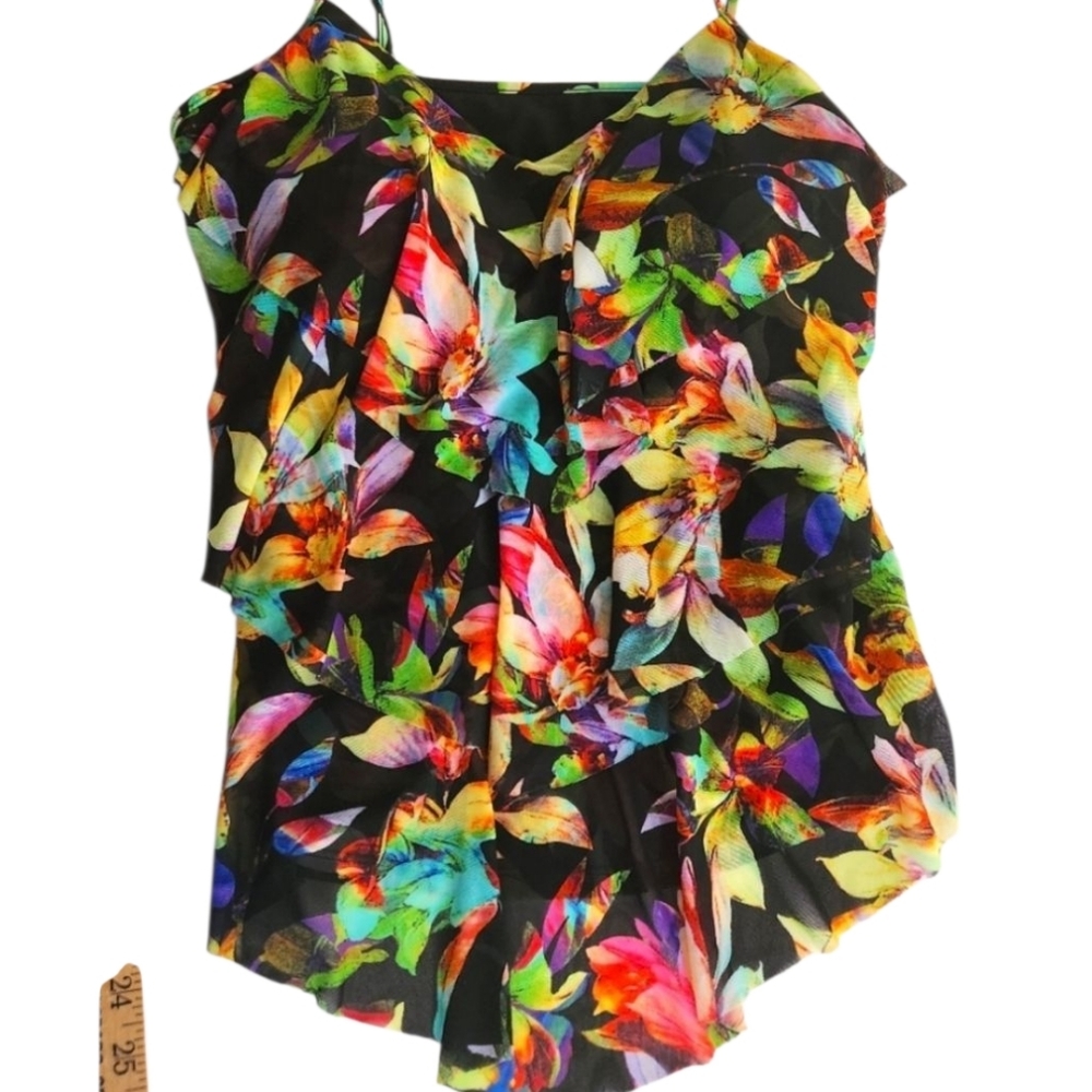 Simply Swim Tankini Top size 14, vibrant colors